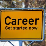road sign saying "career: get started now"