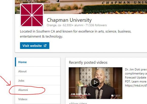 Screenshot of Chapman LinkedIn Page