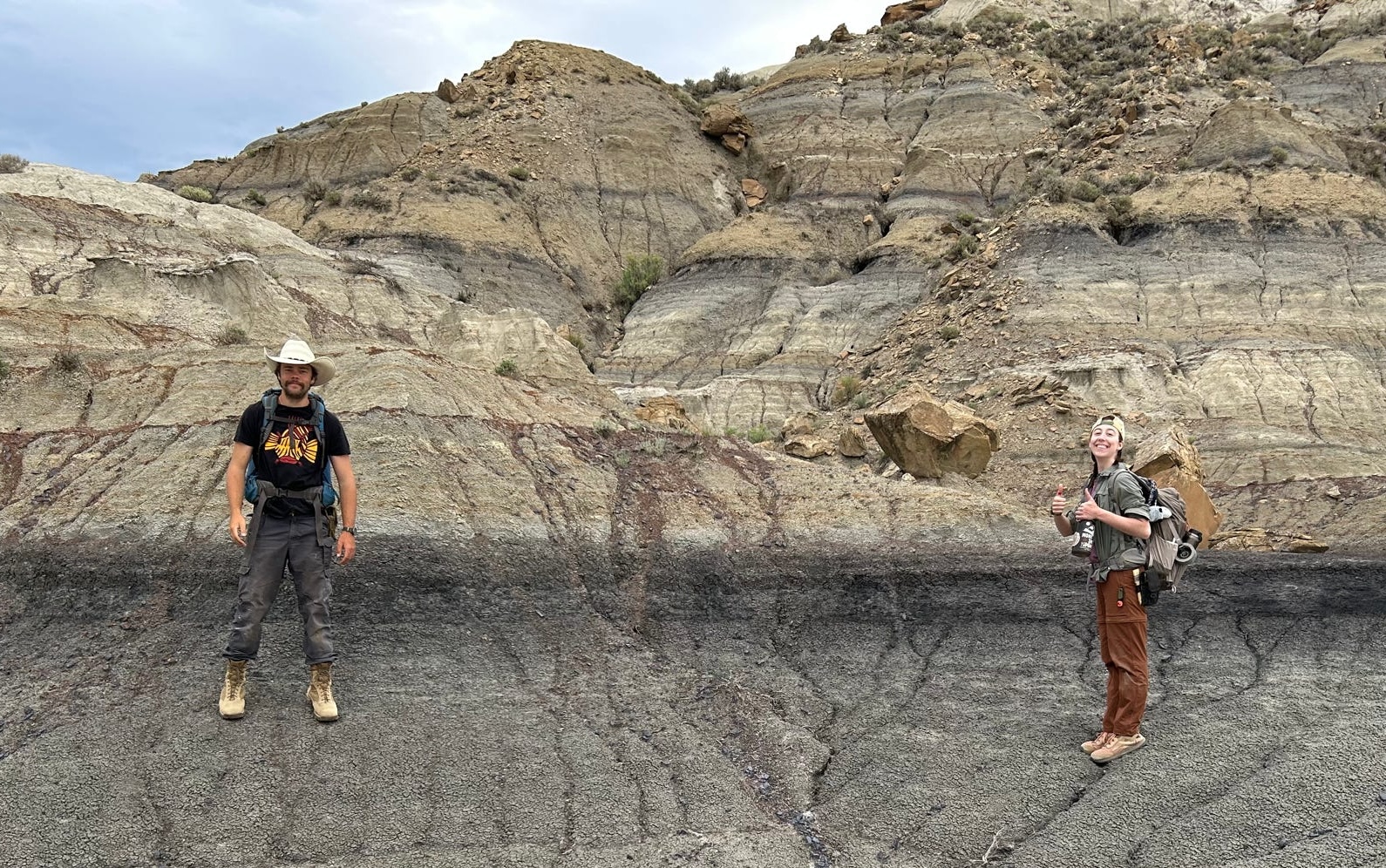 Researchers stand on KT Boundary