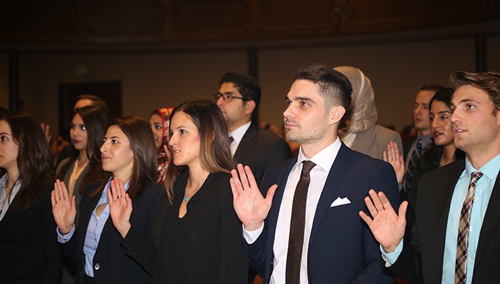 Law students at a bar admission ceremony