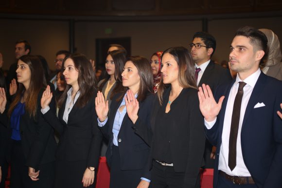 students being sworn in during ceremony