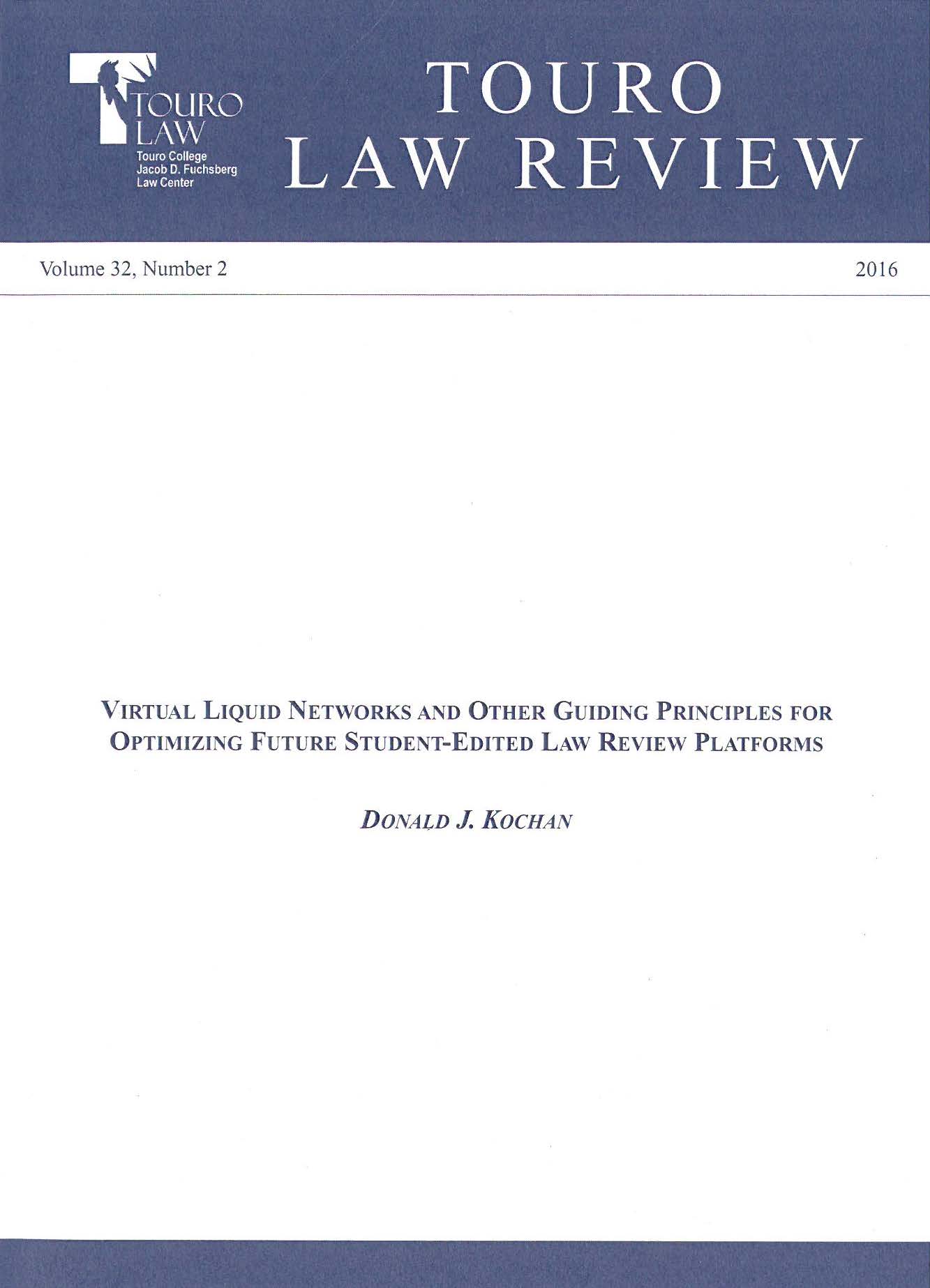 Fowler Law Associate Dean Donald Kochan Publishes In Touro Law Review ...