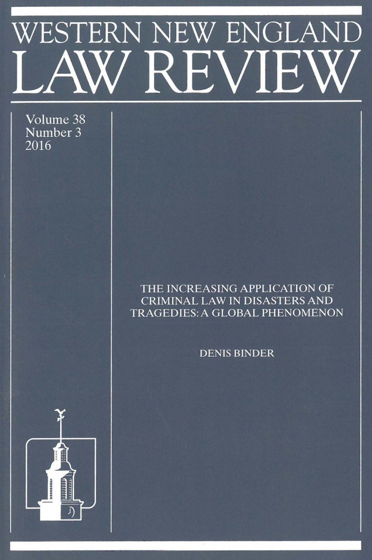 Fowler Law Professor Denis Binder Published in Western New England Law