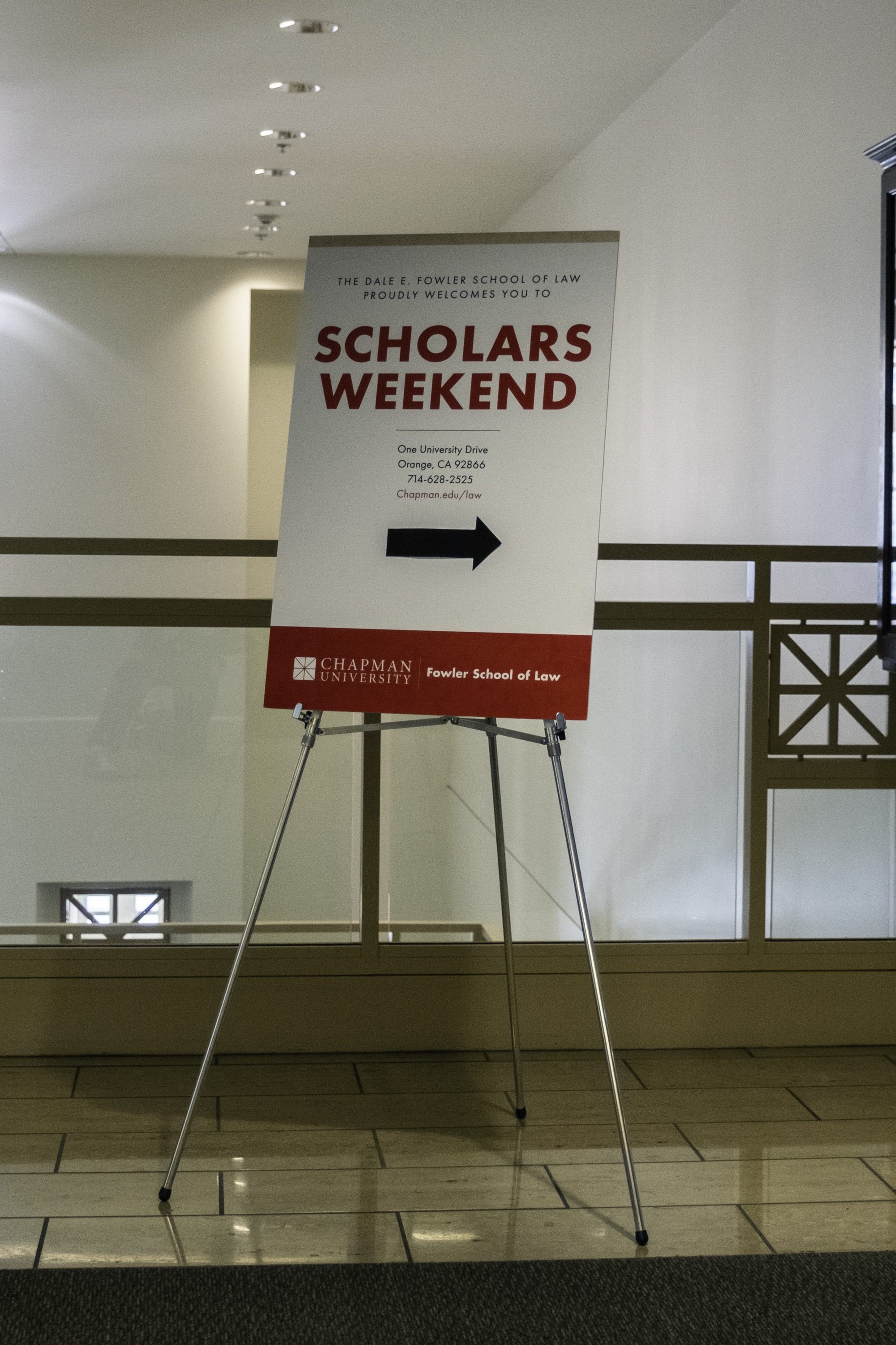 Photograph of signage at scholars weekend