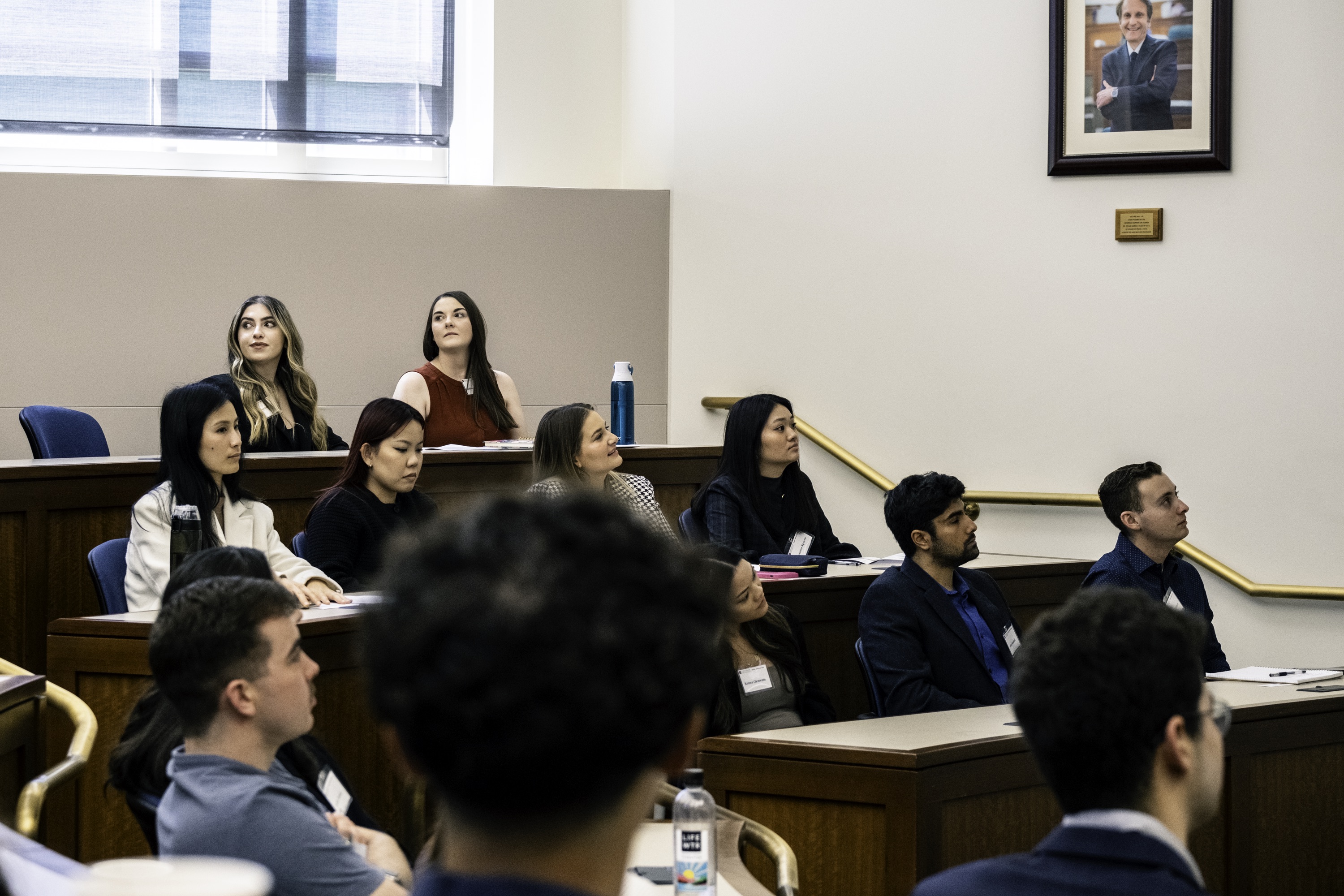 Photograph of prospective students in a mock law class during scholars weekend