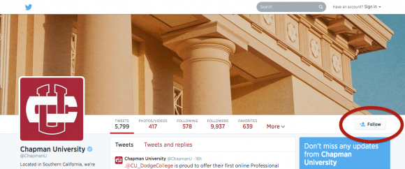 Screen shot of Chapman's Twitter page