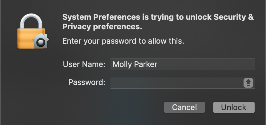 macbook administrator name and password not working