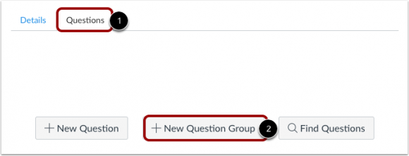 Adding a new question group to a Canvas quiz