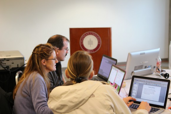 Students and faculty on their computers