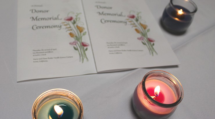 Donor Memorial Ceremony flyers and candles