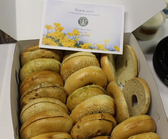 Bagels donated by Starbucks