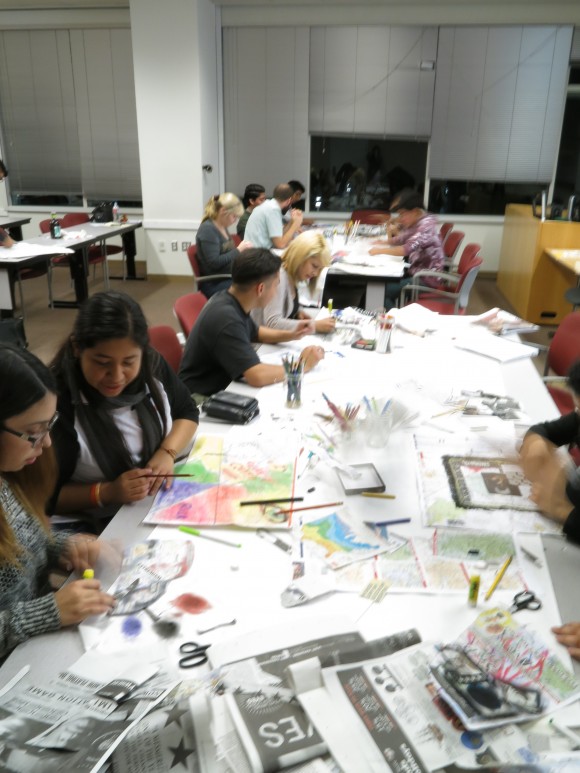 students creating art