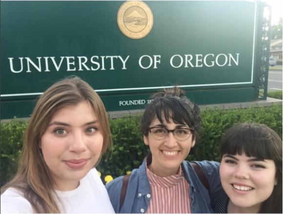 Manon Wogahn, Natalie Lawler, and Jessica Bocinski at the University of Oregon.