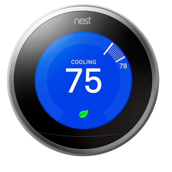 Nest Thermostat set to 75 degrees Cooling