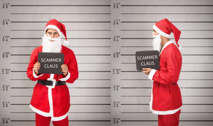 This is a fun picture, showing "Scammer Santa" taking arrest pictures for stealing data!