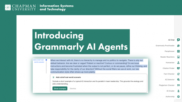 Grammarly AI Agents Now Available to the Chapman Community