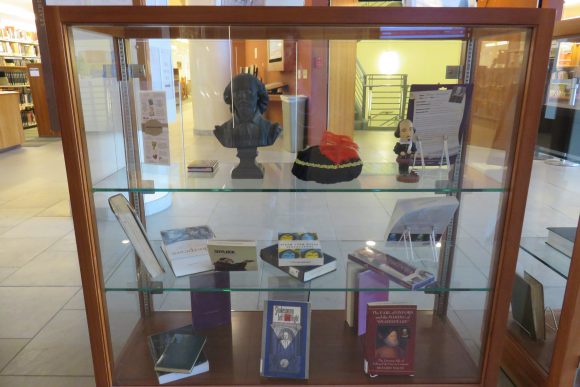 Items in display case.