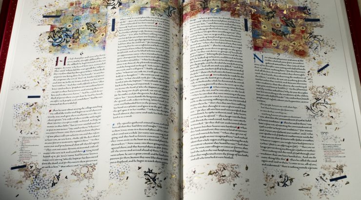 Bible open to illuminated page