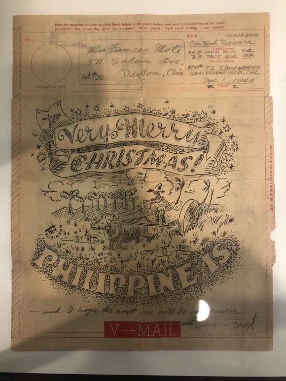 Scanned image of a "Very Merry Christmas" letter sent from the Philippines Islands