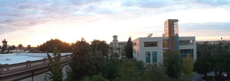 Panoramic view of the area surrounding Orange, taken from the fourth floor terrace of the Leatherby Libraries