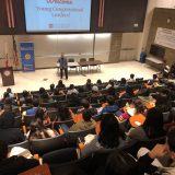 Dean of Students Jerry Price welcomes local high school students to the University on their Young Congressional Leaders visit.