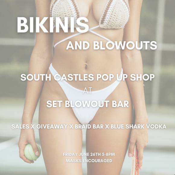 The promotional image I created for the event "Bikinis and Blowouts".