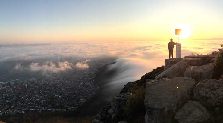 Student on mountain in Cape Town