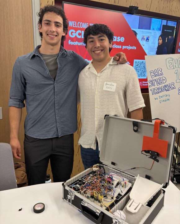 Asher Cleary and Brandon Foley with their "Basketball Counter."