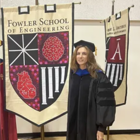 Dr. Maryam Etezad at the Fowler School of Engineering Commencement